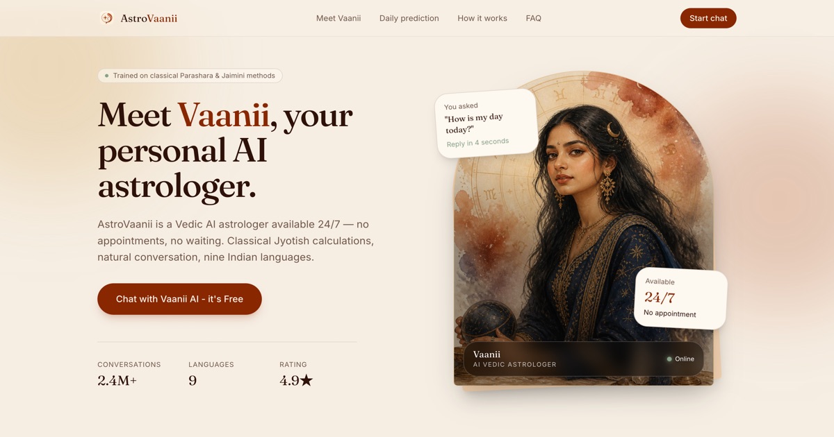 AstroVaanii — 官网预览图